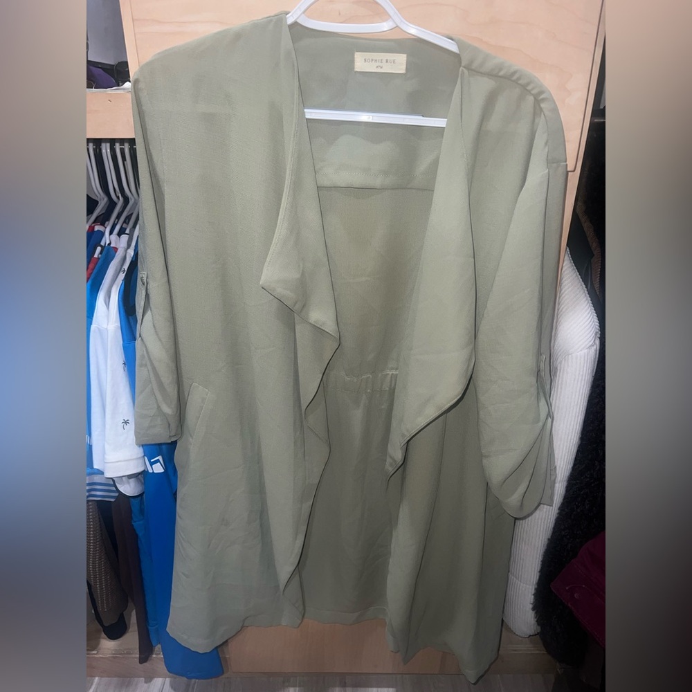 Ling sage Green Open Front Cardigan